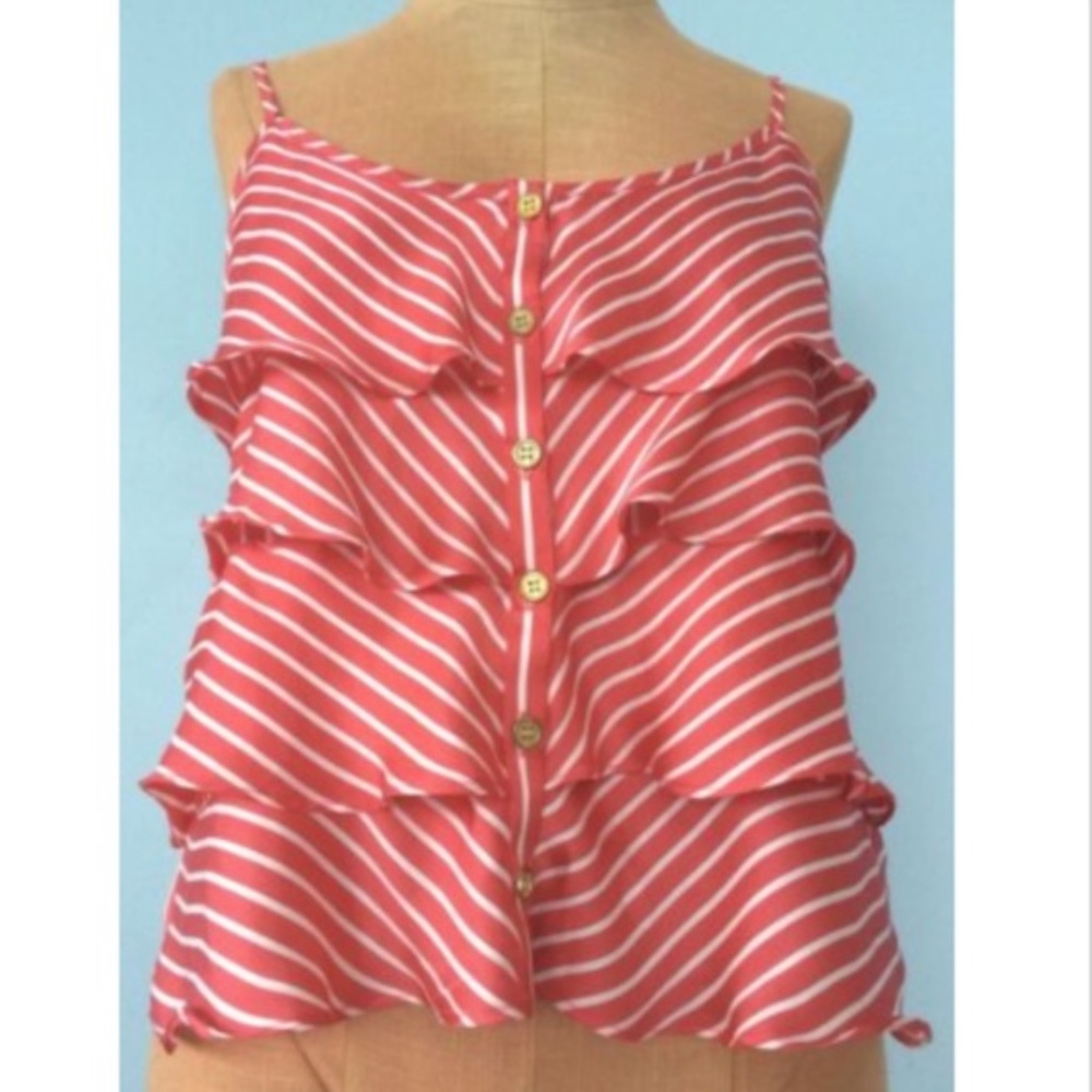 I Love H81 Women's Top Tank Blouse Ruffle Strap M